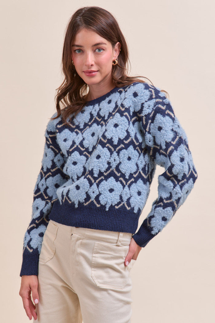 MSW11198 Fuzzy Floral Sweater