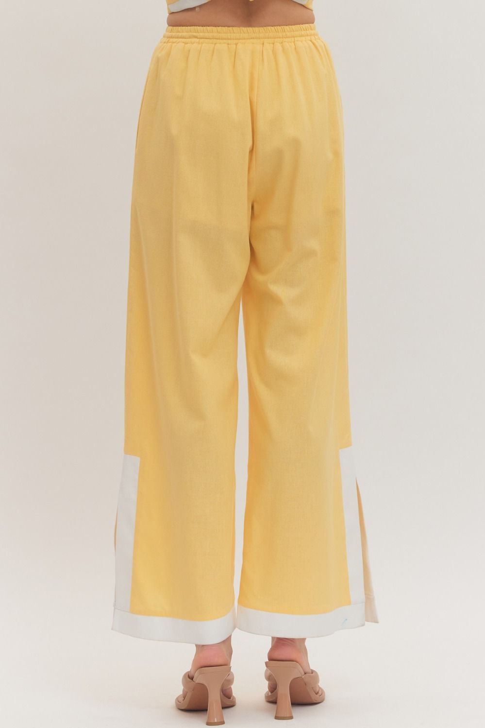 P31318 Solid Wide Leg Pants
