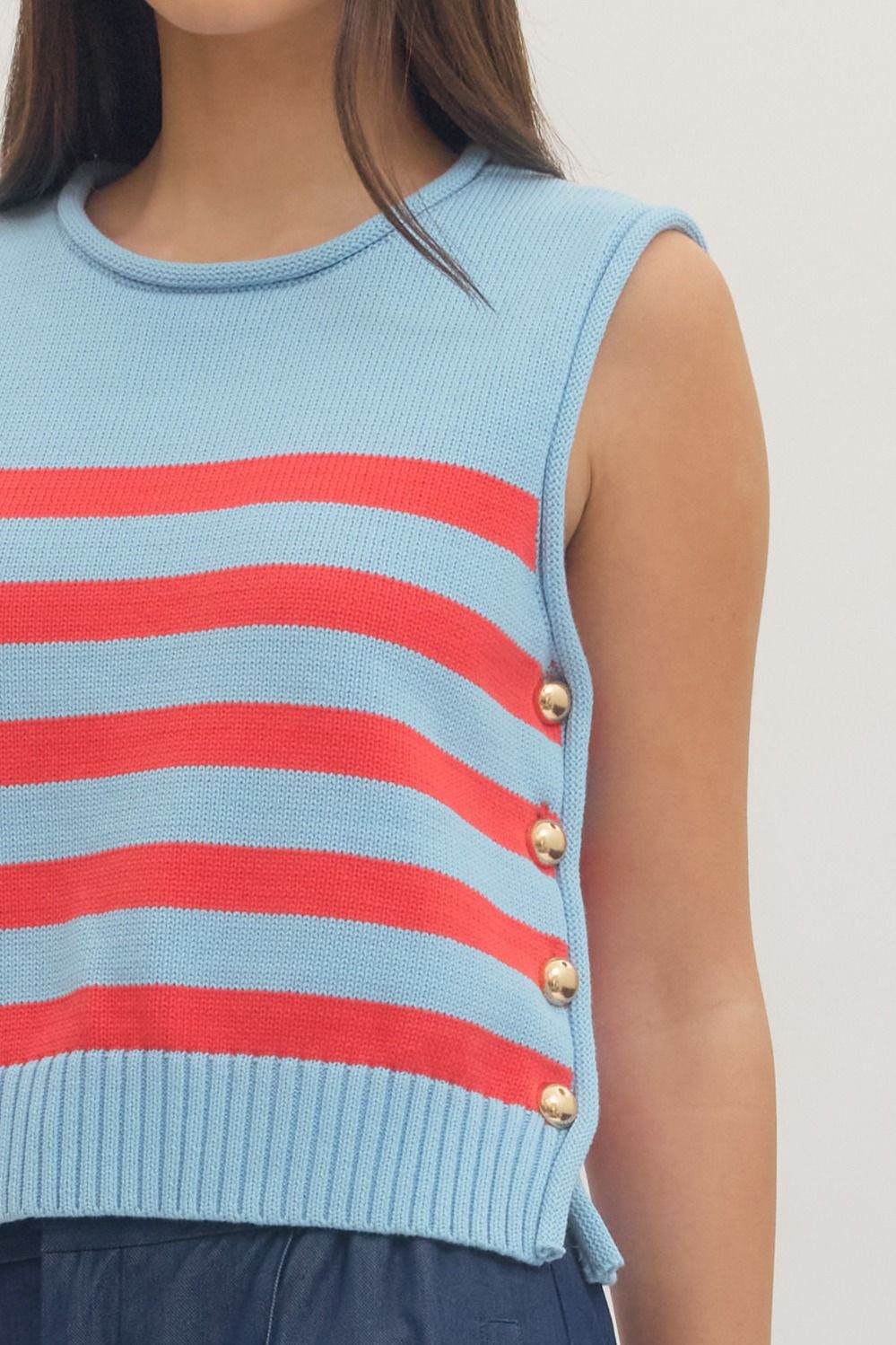 T29614 Striped Sleeveless Top