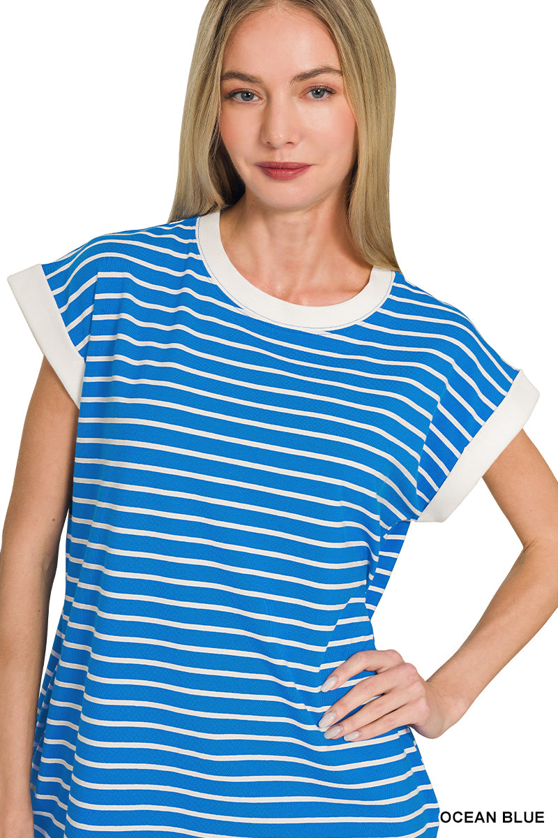 CD-3554Y Striped T-Shirt Dress