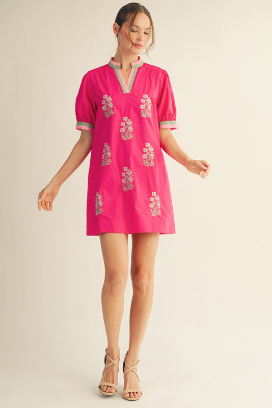 G15670-2 Embroidered Detail Mini Dress