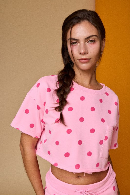 PX19692 Polka Dot Crop Top and Skort Set