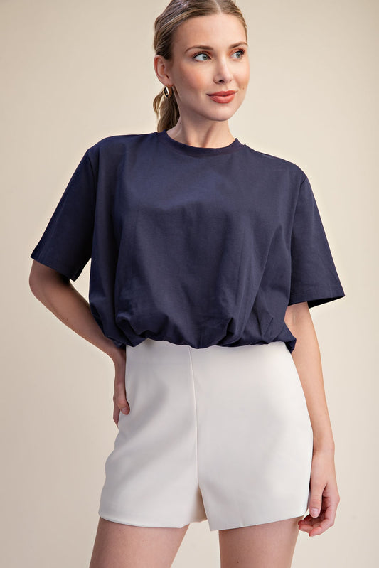 T9121 Cropper Bubble Hem Top