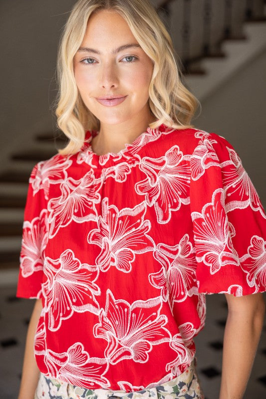 36820 Floral Embroidered Top