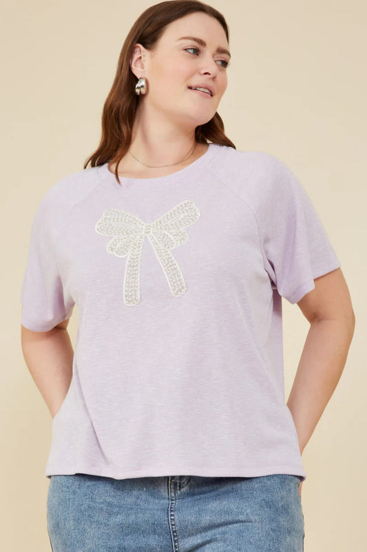 HY8434W Curvy Pearl Ribbon Top
