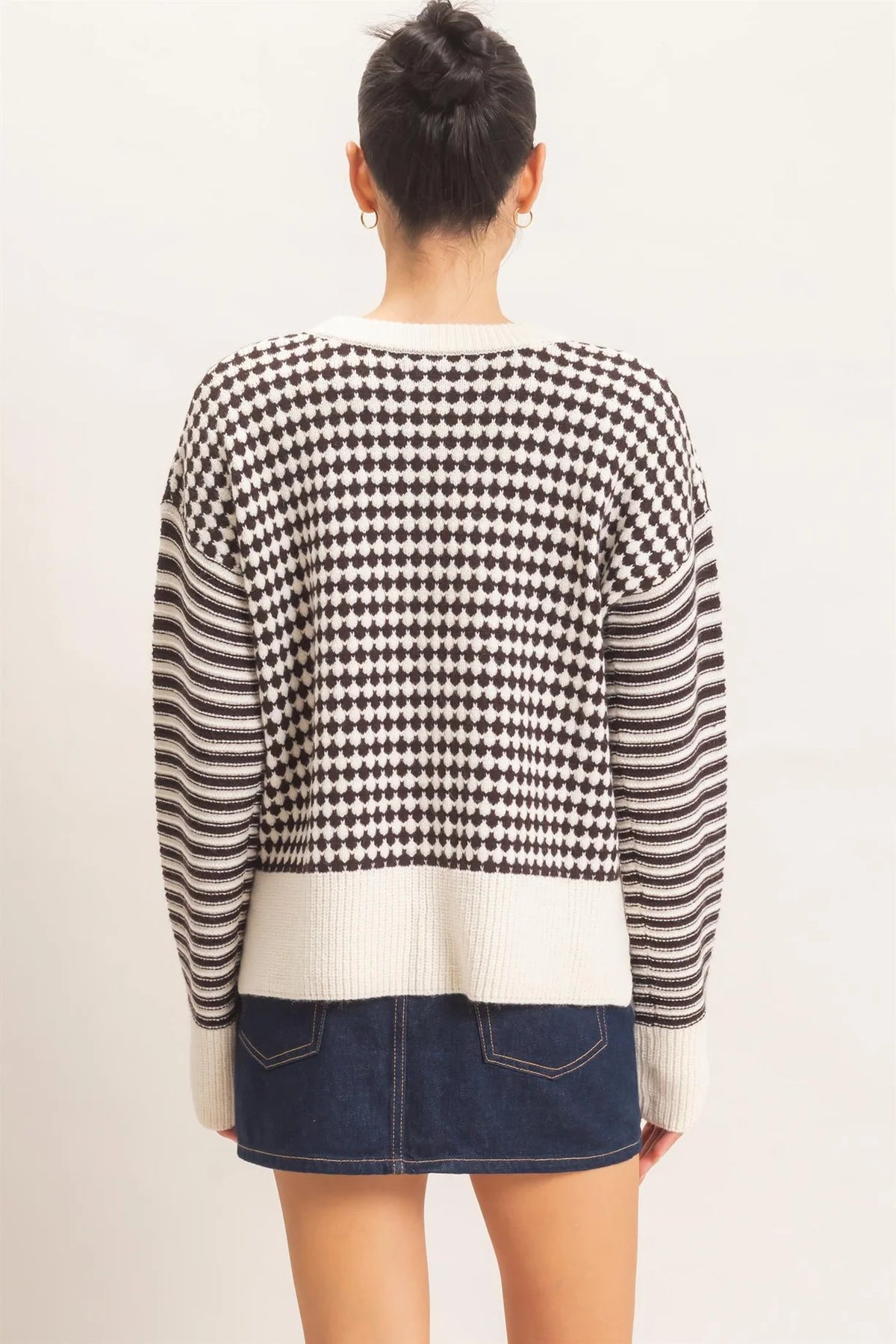 HF26E821 Mixed Pattern Sweater