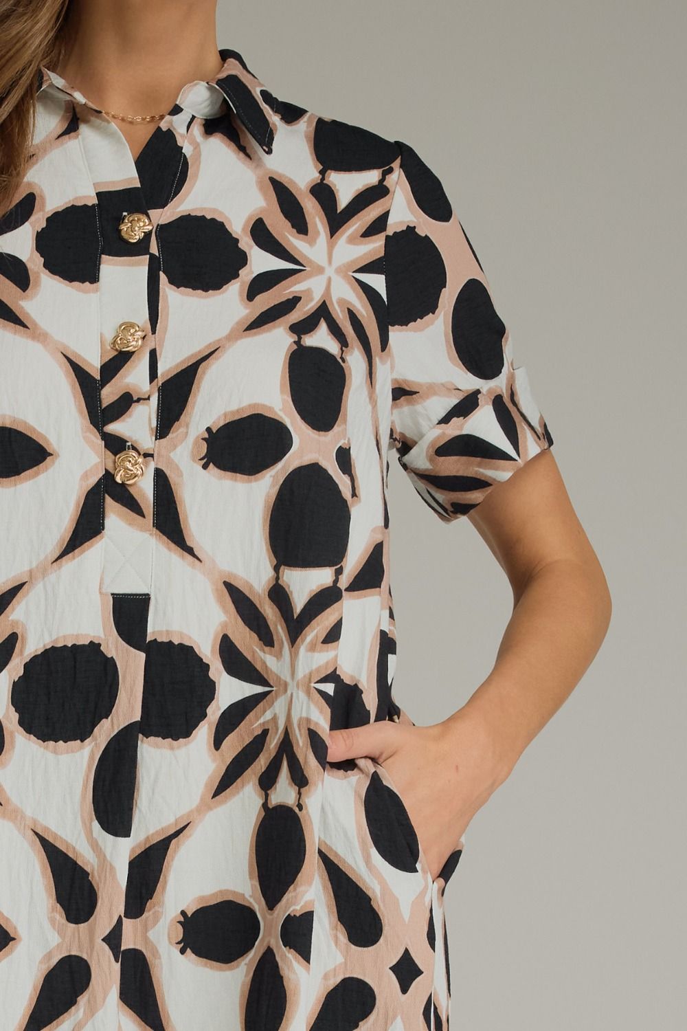 D29514 Printed Midi Dress