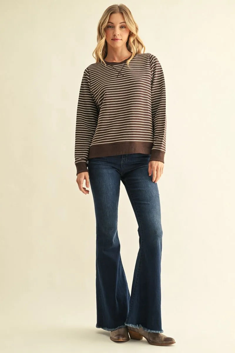 G16178 Textured Stripe Fabric Sweatshirt