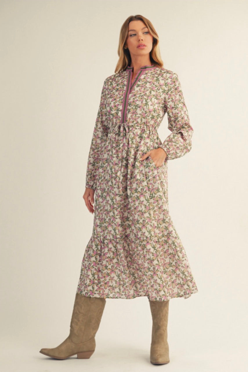 G15127 Tiered Floral Midi Dress