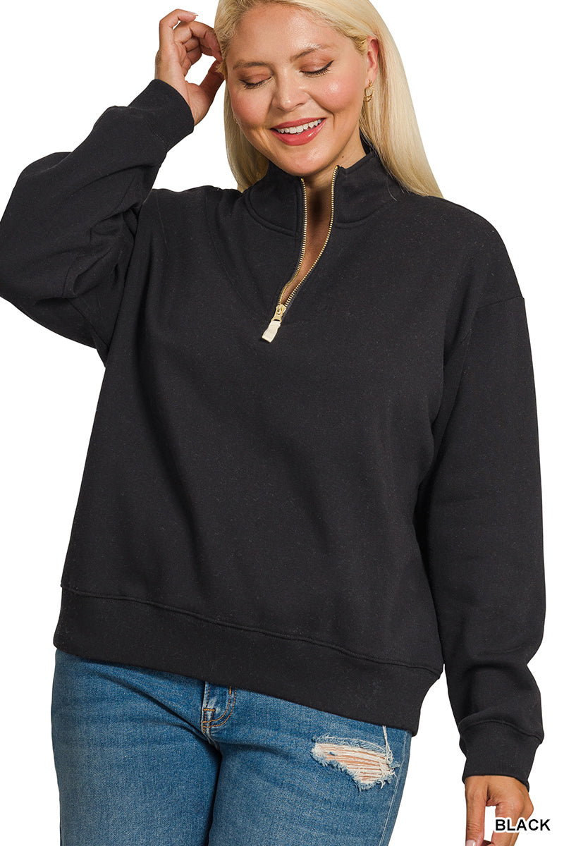 OT-4357X Curvy Fleece Half-Zip Sweatshirt