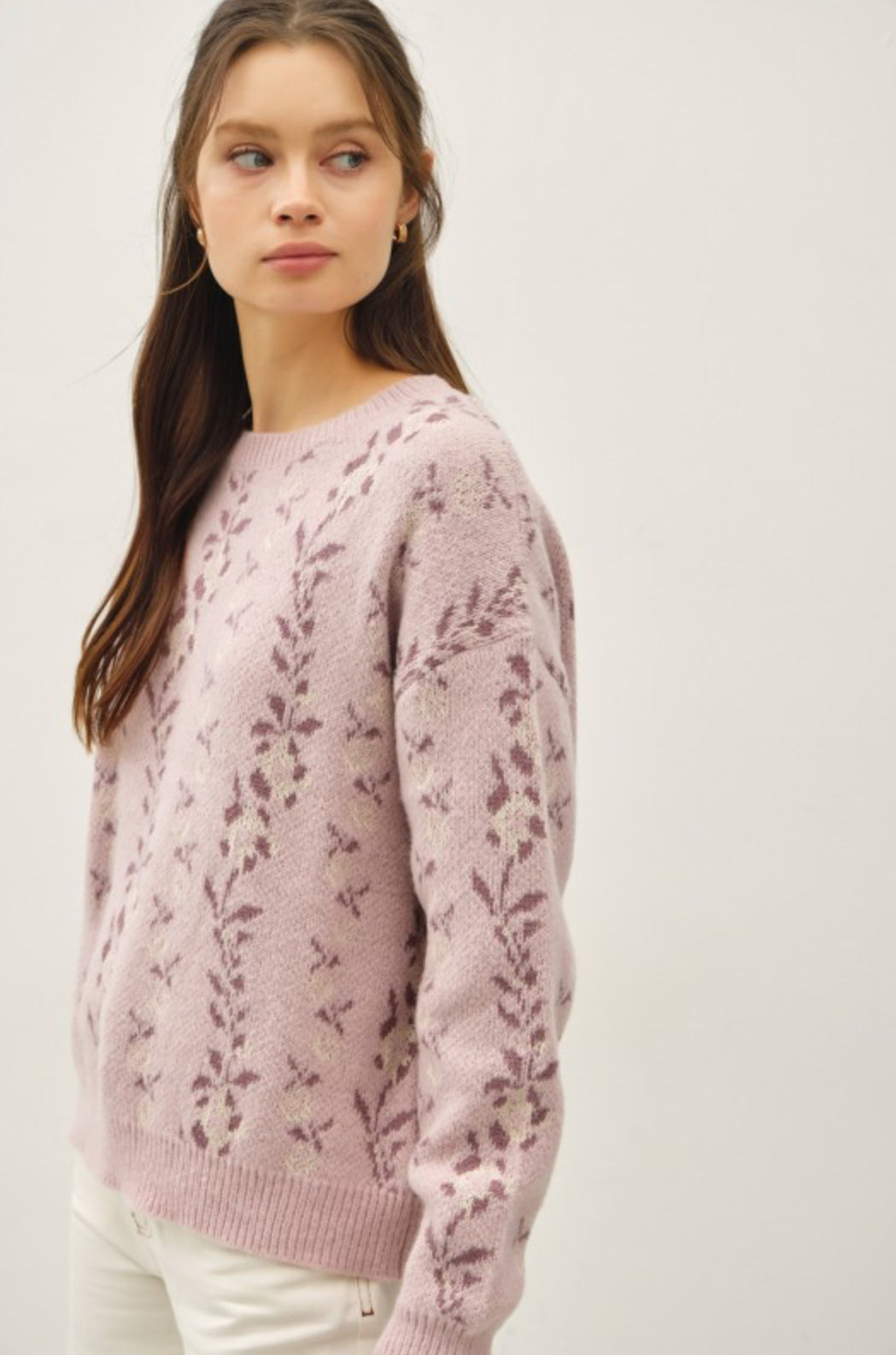 65116 Floral Jacquard Sweater
