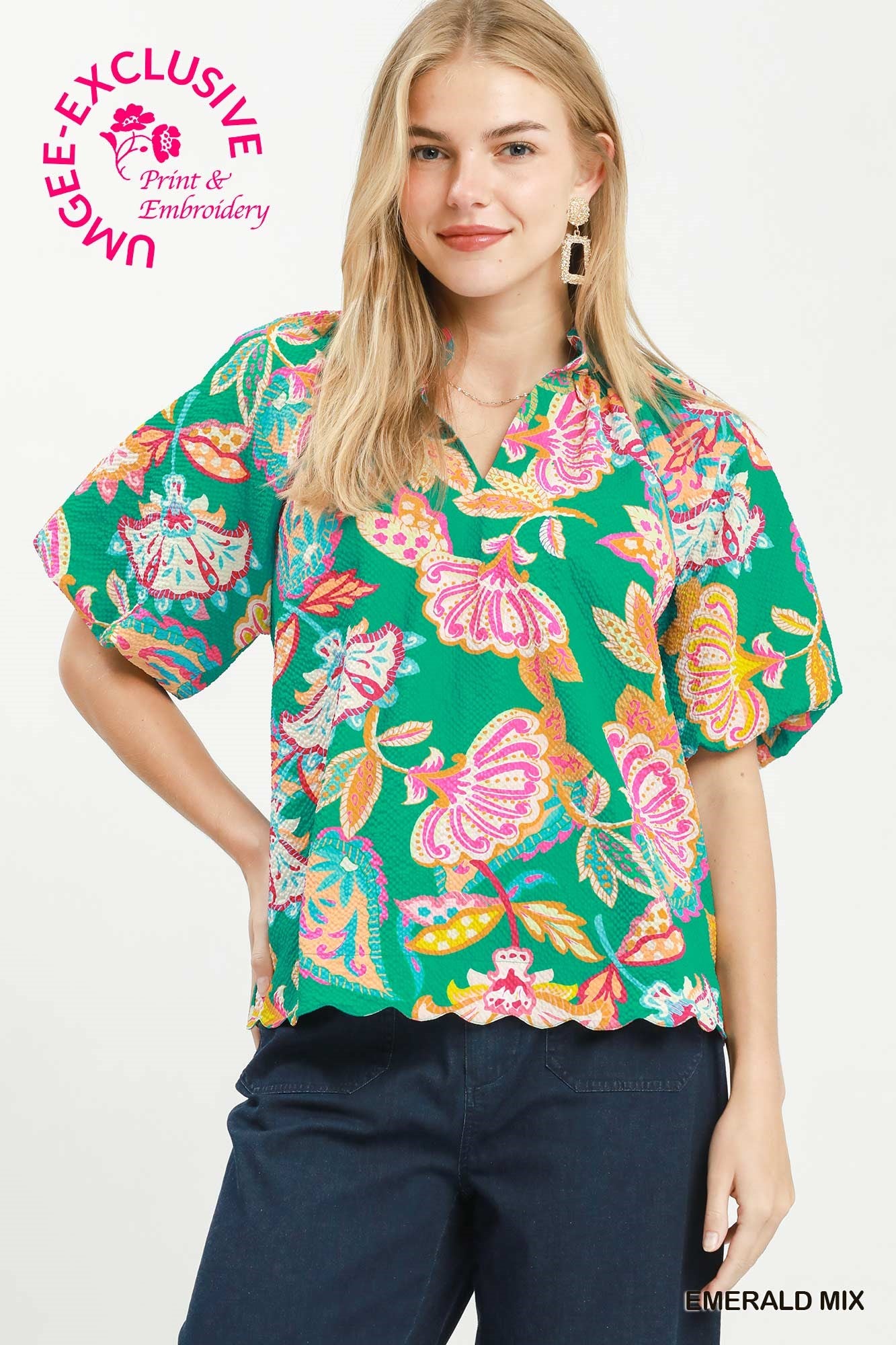 D1131 Mix Floral Print Blouse
