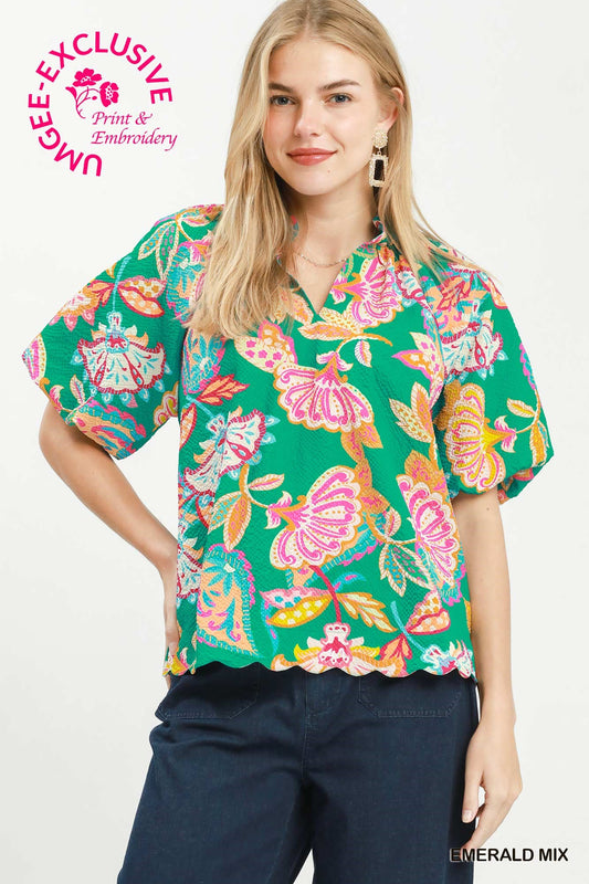 D1131 Mix Floral Print Blouse