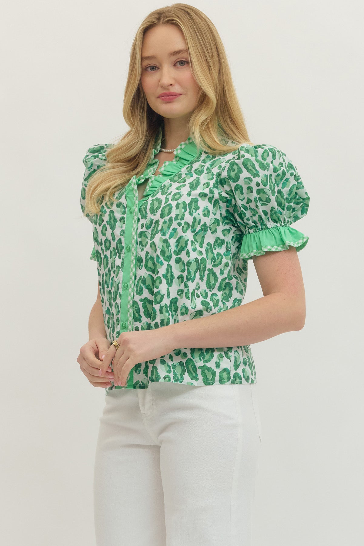 T29991 Abstract Leopard Print Top