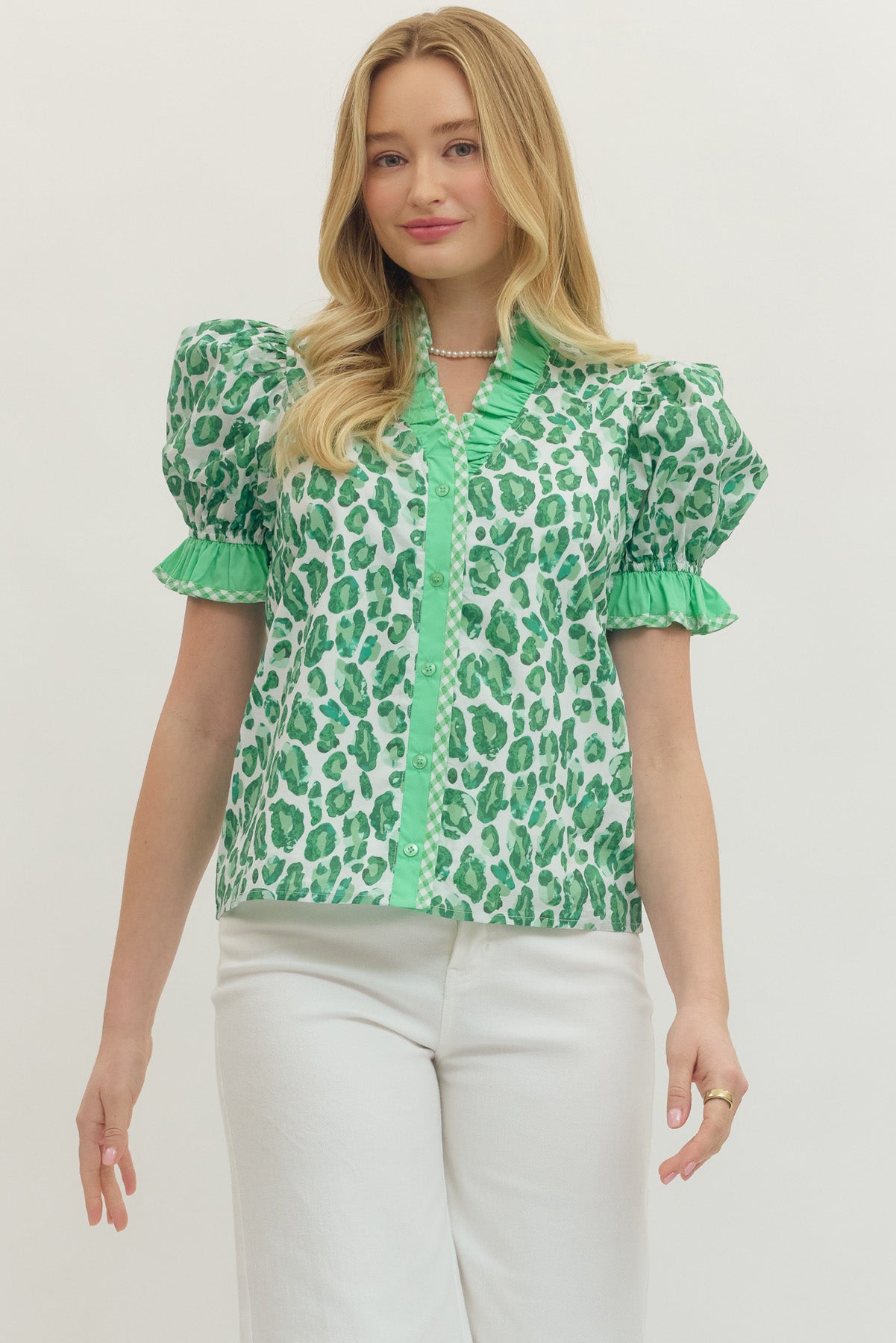 T29991 Abstract Leopard Print Top