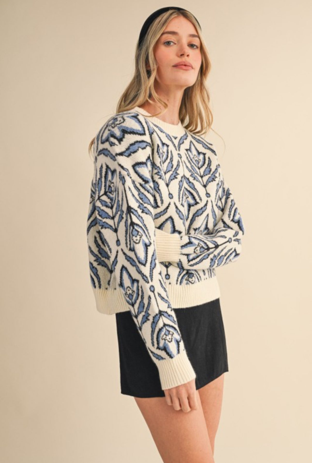 MSW11095 Chic Floral Pattern Sweater