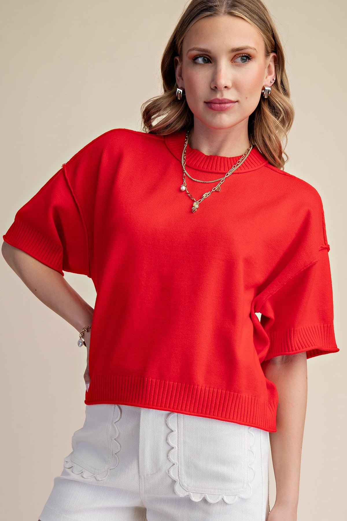 GSW9968 Elbow Length Sweater Top