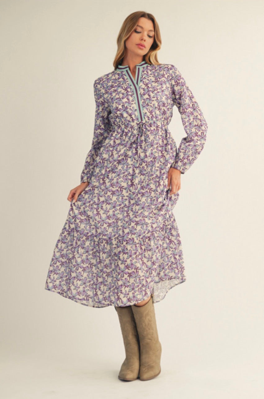 G15127 Tiered Floral Midi Dress