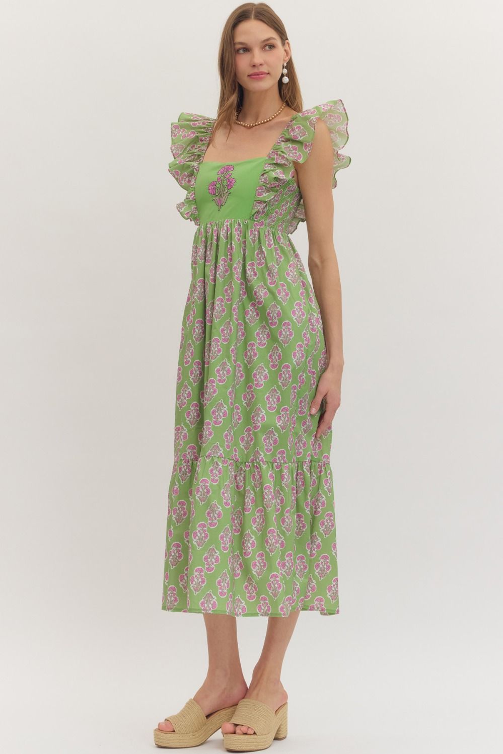 D29327 Botanical Print Midi Dress