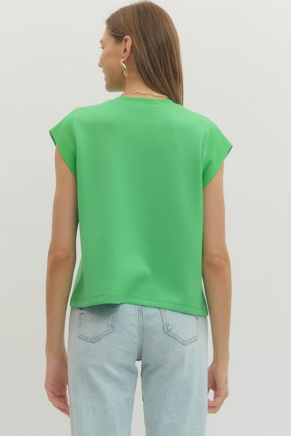 T28380 Solid Cap Sleeve Top