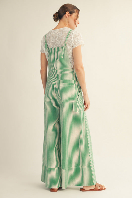 M50411 Wide Leg Striped Jumpsuit
