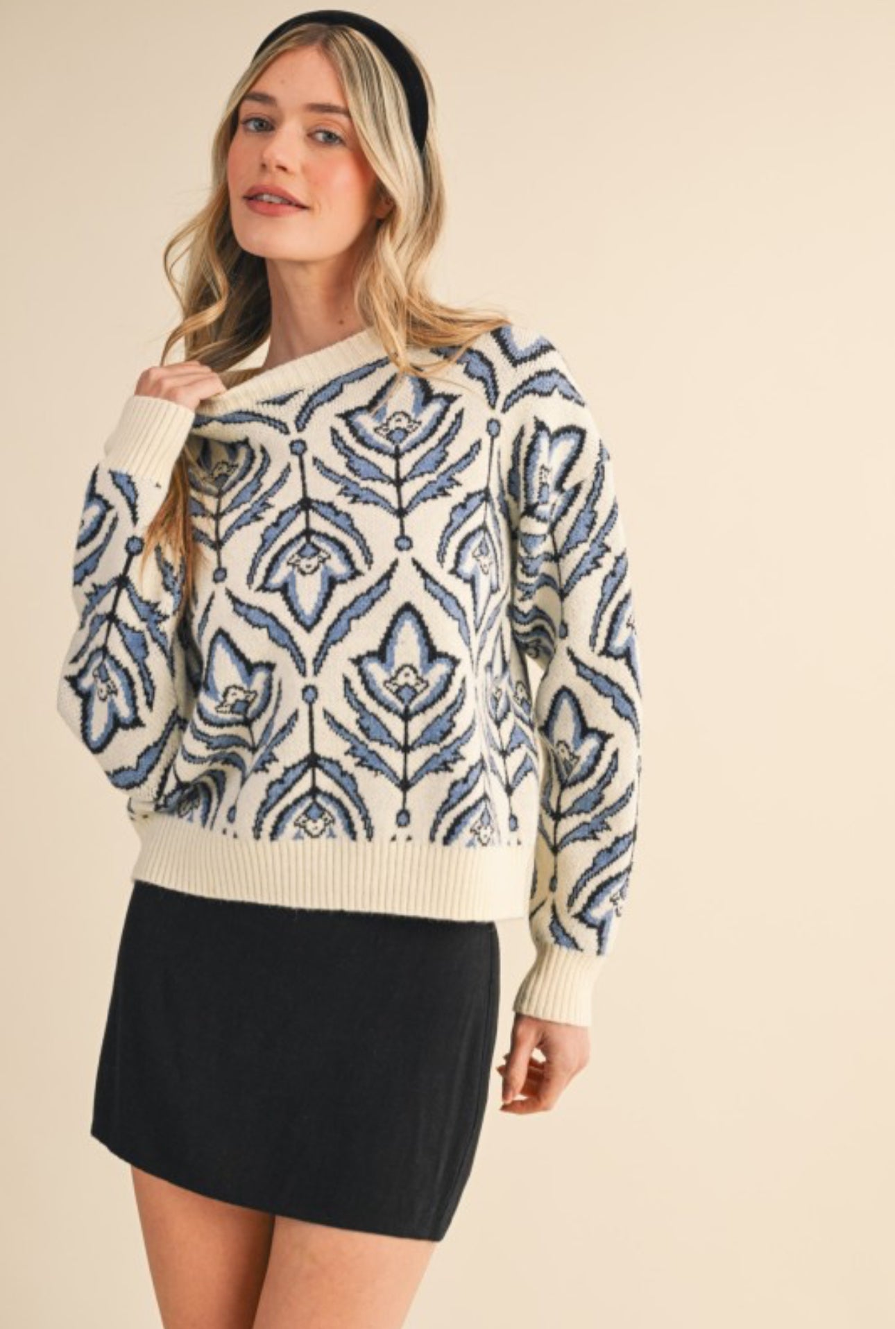 MSW11095 Chic Floral Pattern Sweater