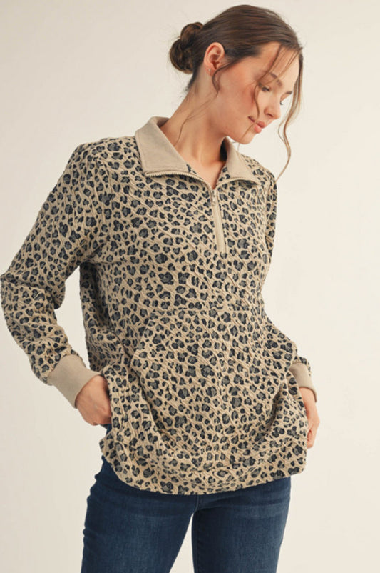 G14733 Textured Leopard Top