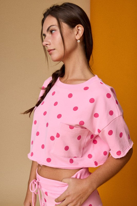 PX19692 Polka Dot Crop Top and Skort Set
