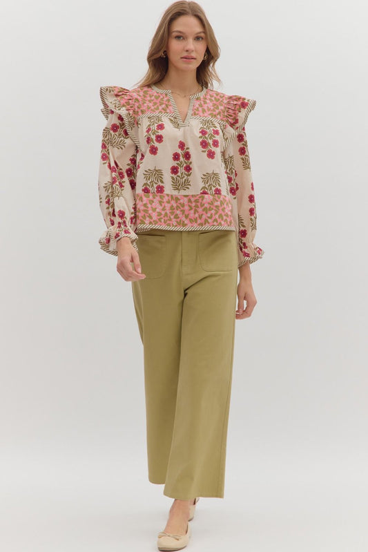 T28295 Multi-Print Long Sleeve Top