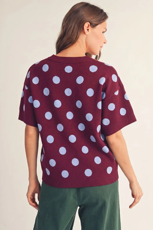 G14922-2 Polka Dot Sweater Top