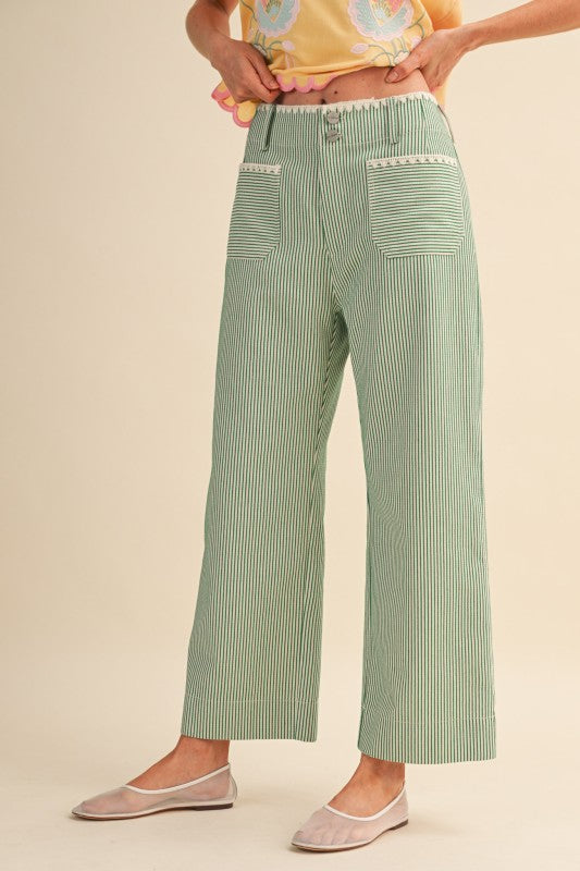 MP4663 Striped Wide Leg Pants