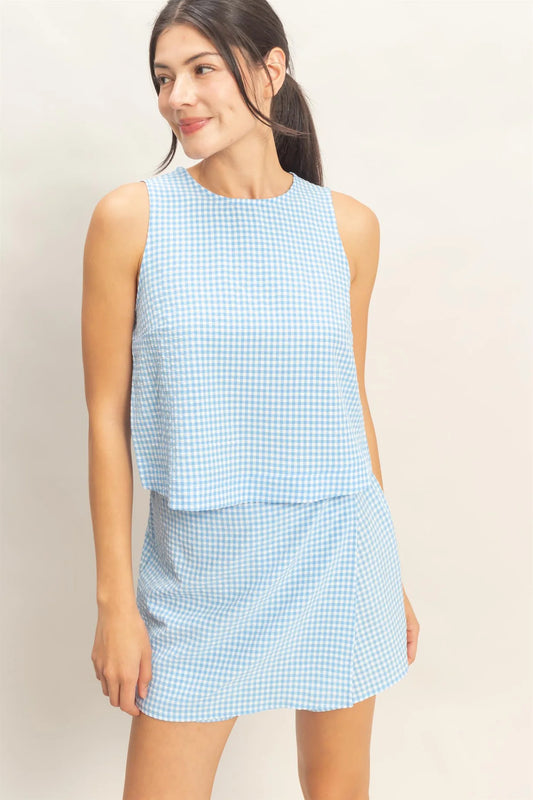 DZ26C688-SET Gingham Checkered Set