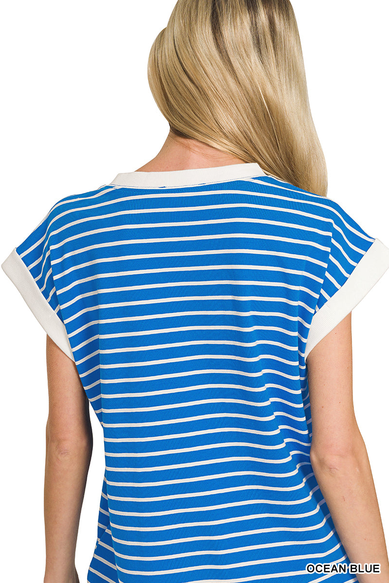 CD-3554Y Striped T-Shirt Dress