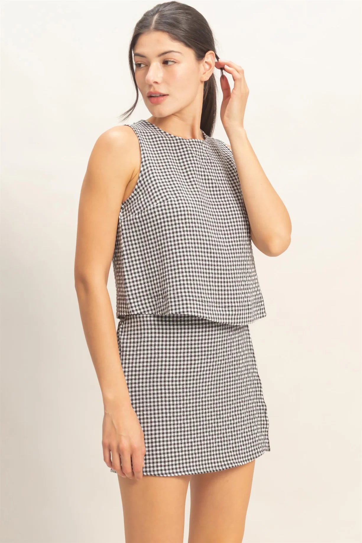 DZ26C688-SET Gingham Checkered Set