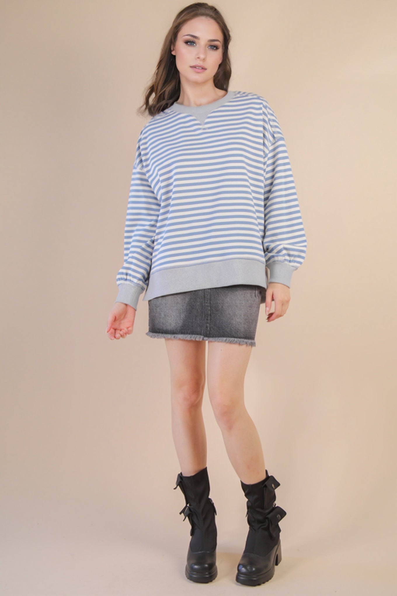 NT11927 Oversized Stripe Top