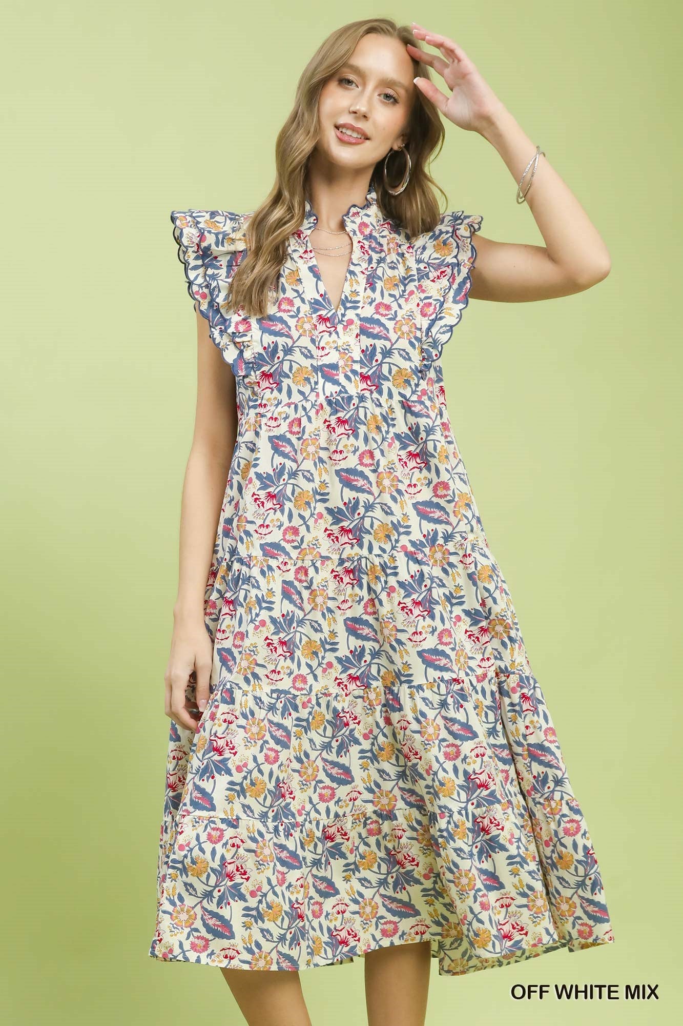 C4373 Floral Garden Print Maxi Dress