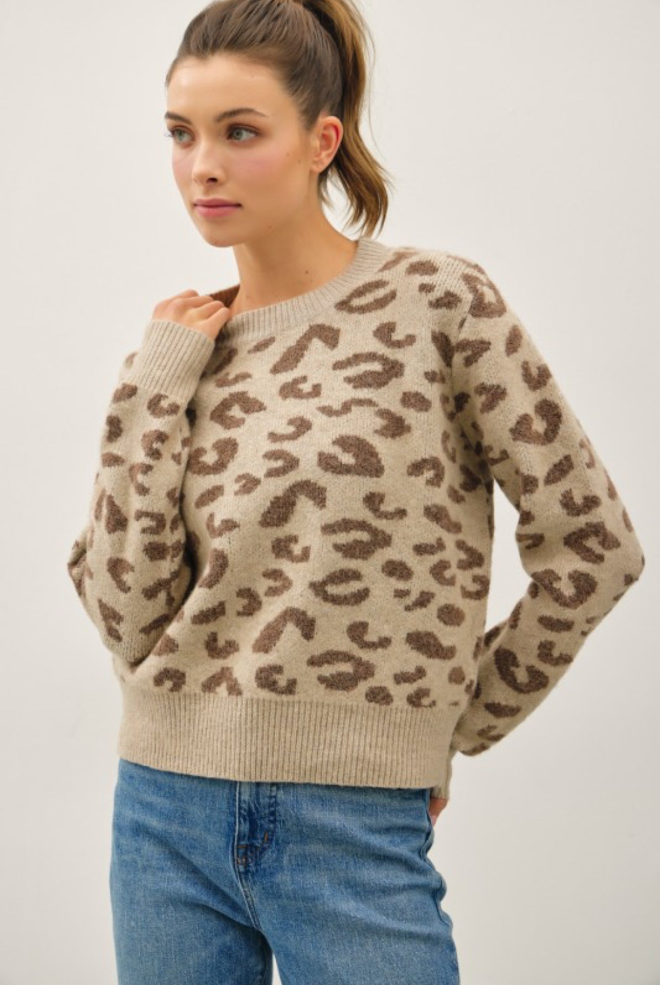 65064 Leopard Jacquard Sweater