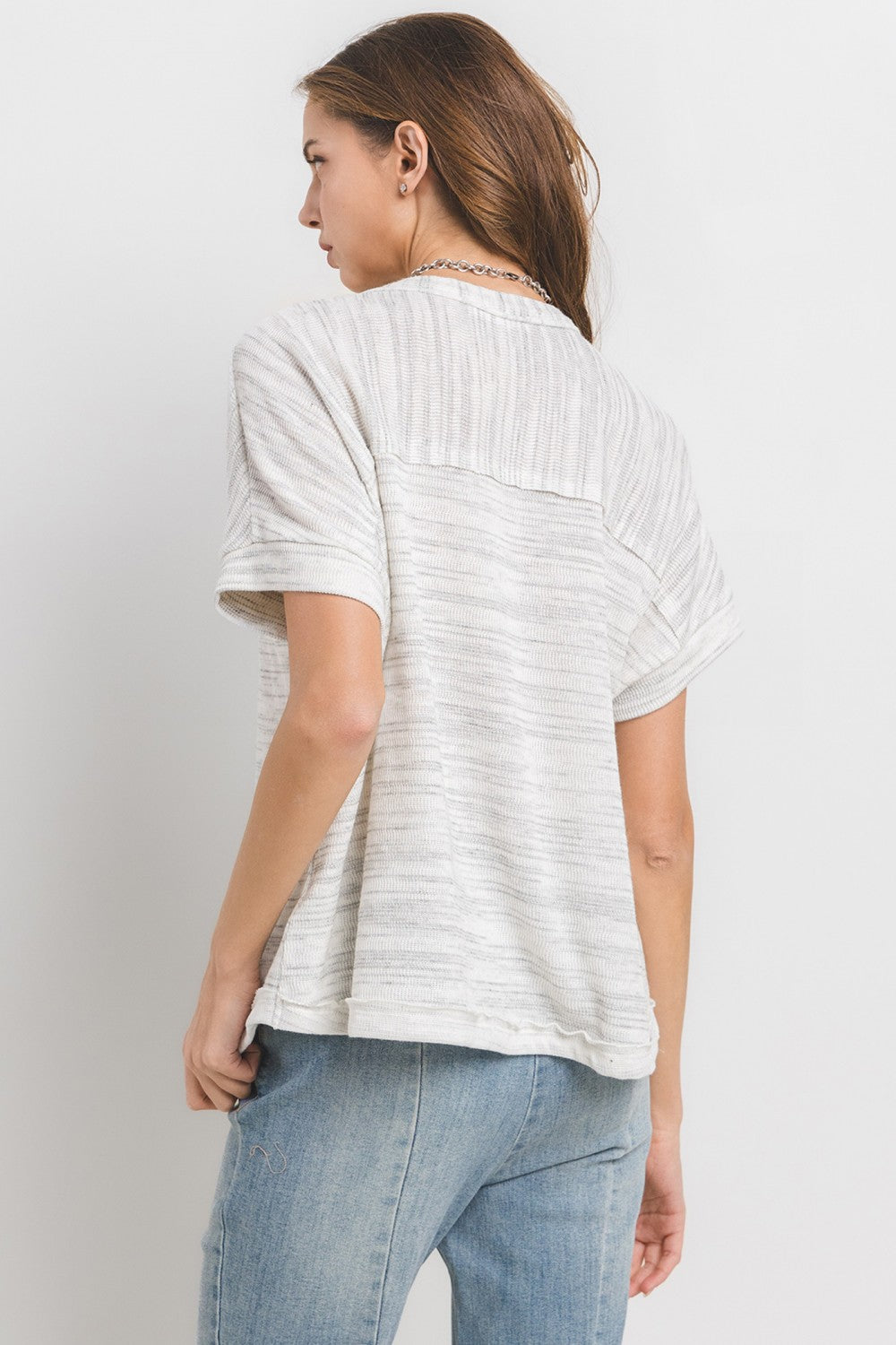 TY12897SA Textured Henley Top