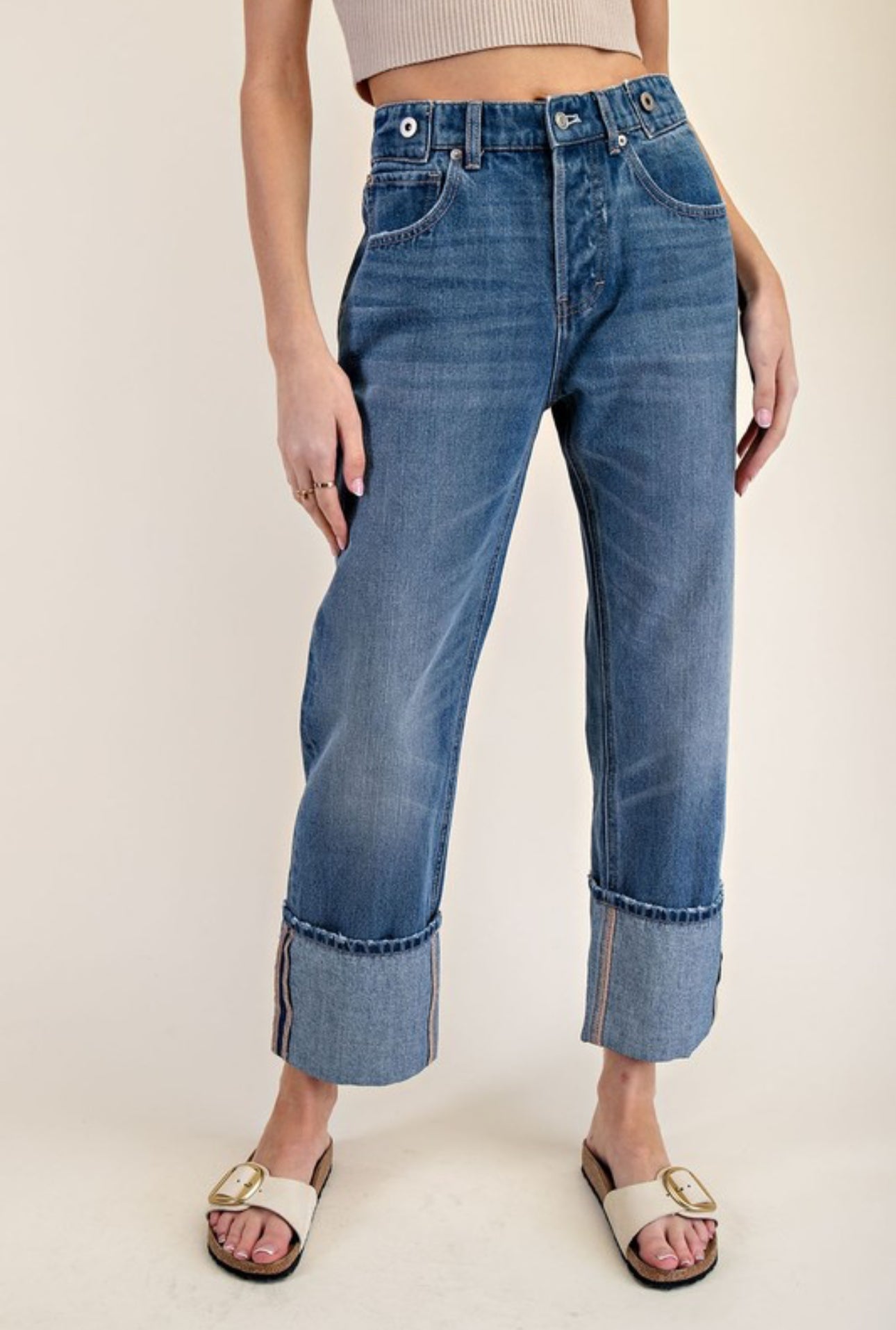 PH12506 Mineral Washed Cuffed Straight Pants