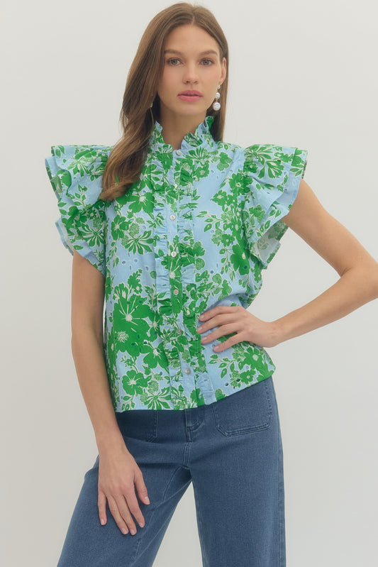 T30721 Floral Print Top