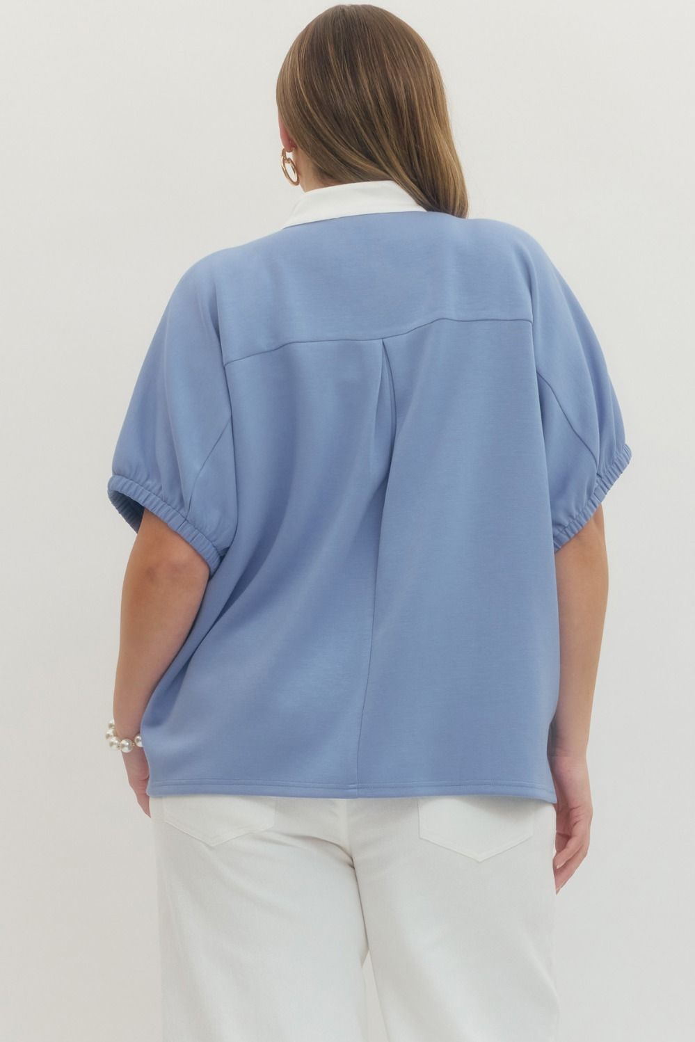 T29735P Curvy Solid Short Sleeve Top