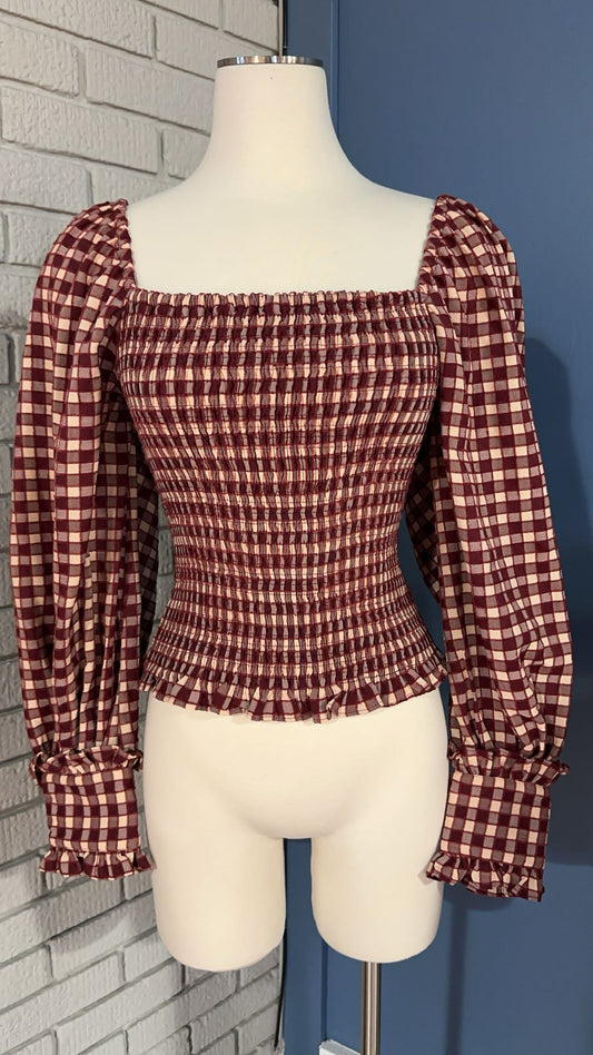 MTP9523 Smocked Check Top