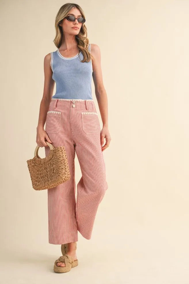 MP4663 Striped Wide Leg Pants