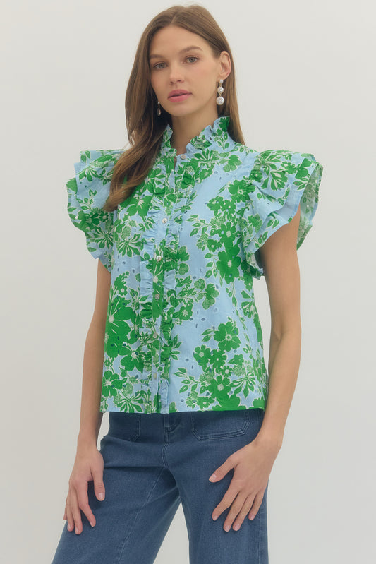 T30721 Floral Print Top