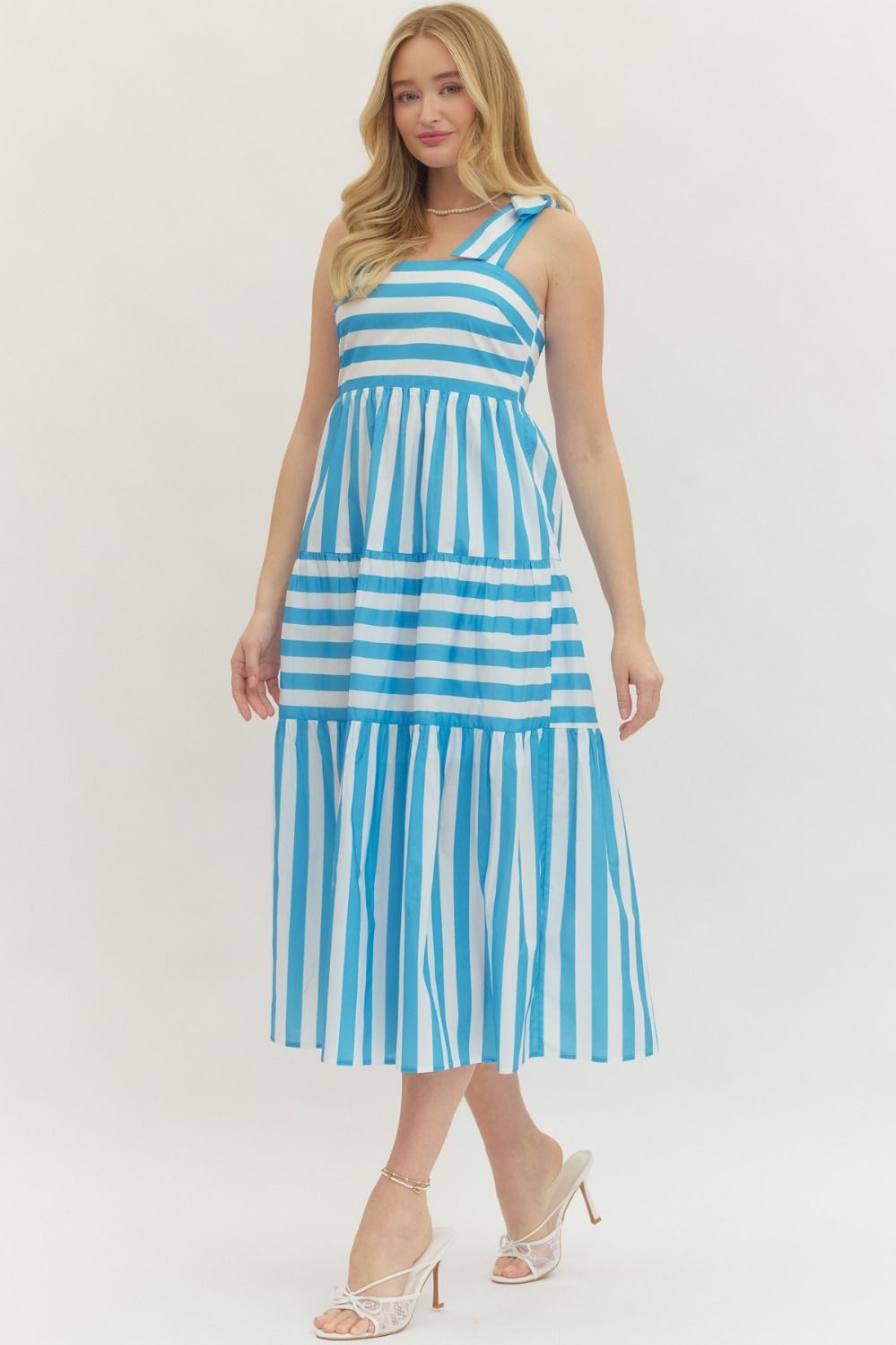 D30314 Striped Midi Dress