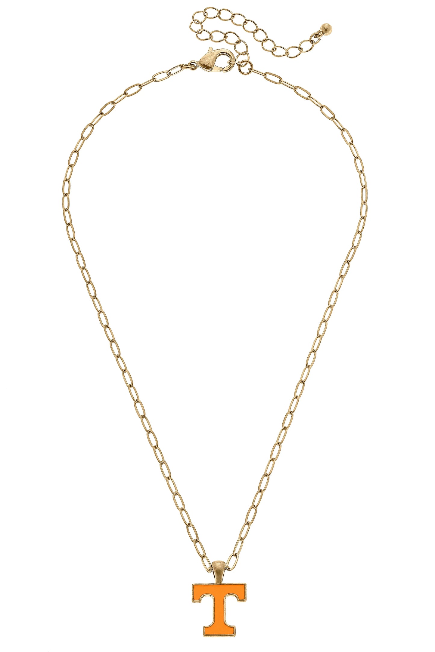 Tennesse Vols Enamel Pendant Necklace in Shiny Gold