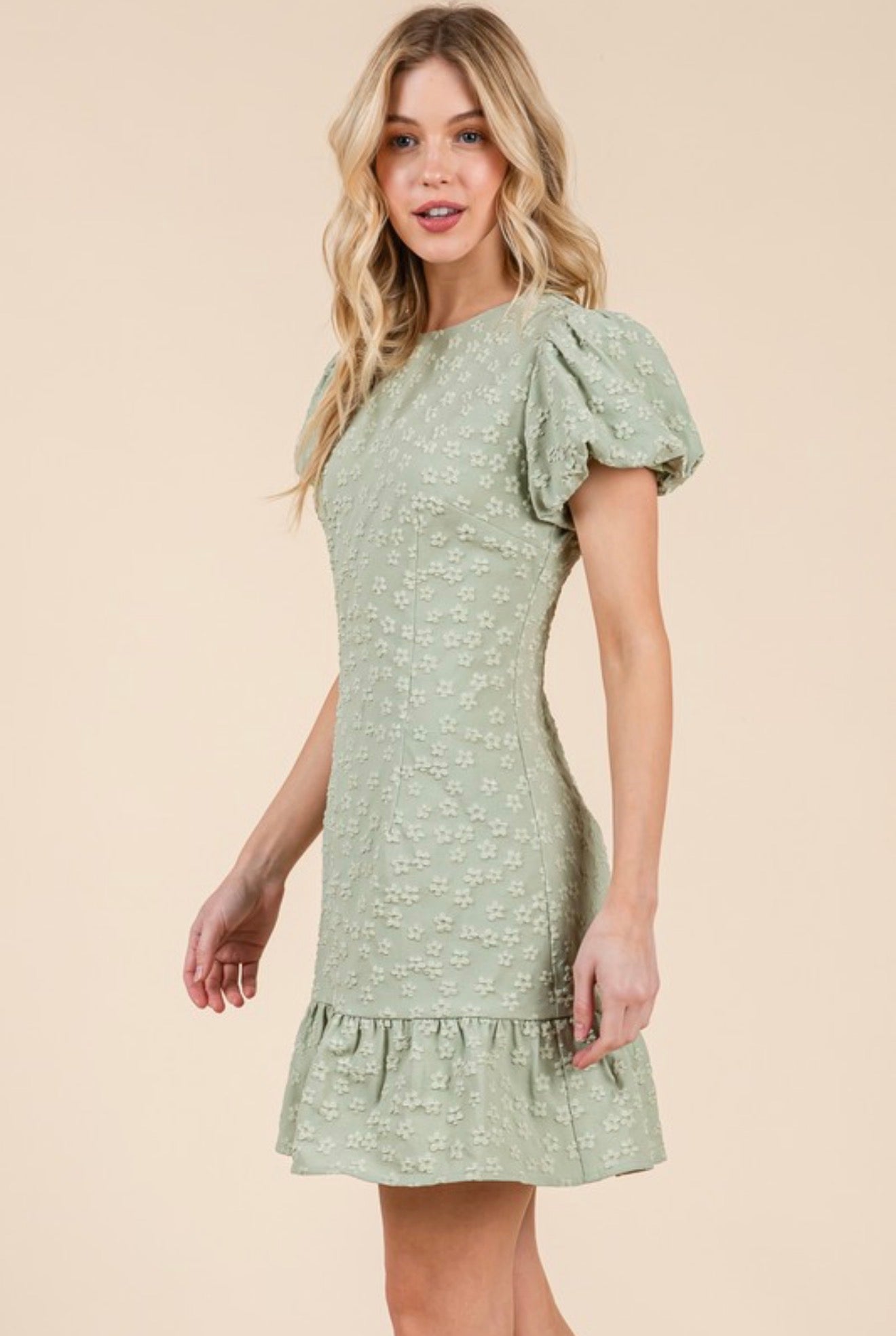 MD51672 Floral Jacquard Mini Dress