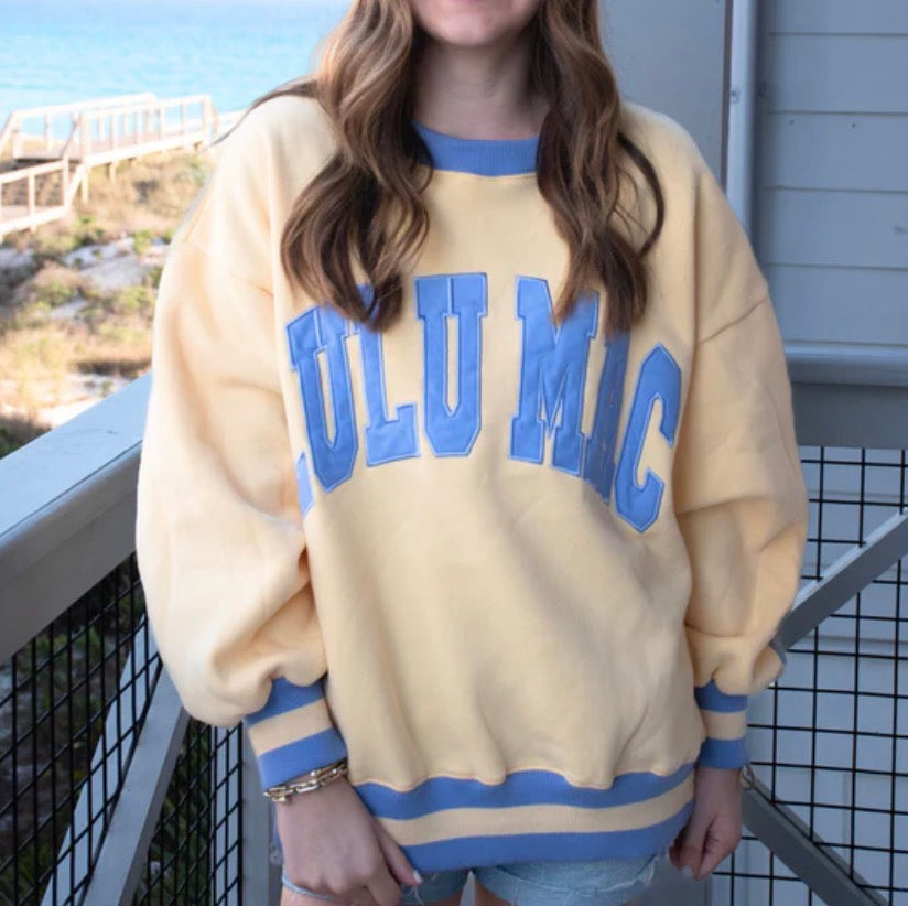 LM-SW-1004 Butter/Lavender Social Society Statement Sweatshirt