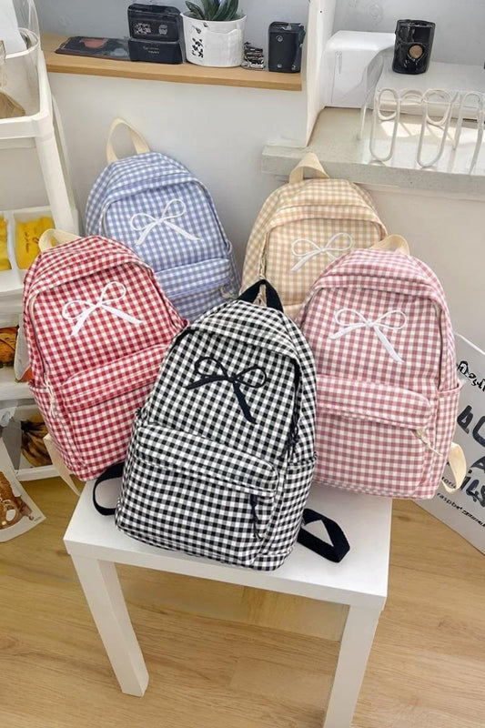 U-161 Coquette Bow Checkered Backpack