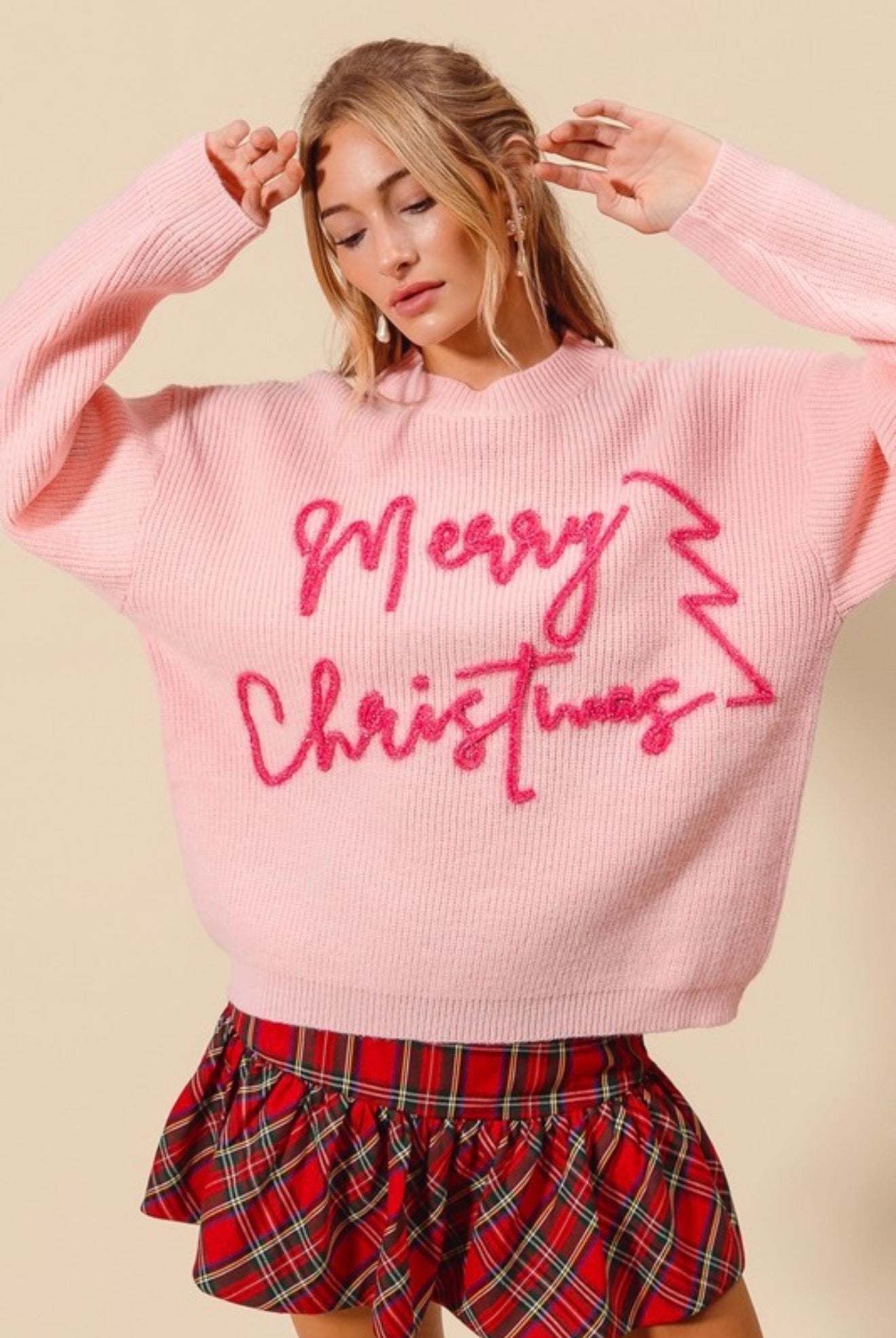 ST1779-04 Merry Christmas Tinsel Lettering Sweater